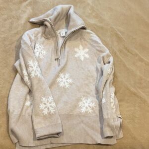 Rachel Zoe Beige Zip-Up Sweater